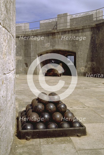 Cannonballs at Portland Castle, Weymouth, Dorset, 1998. Artist: J Bailey