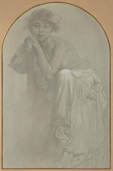 Sitting Half Nude, 1929. Creator: Mucha, Alfons Marie (1860-1939).