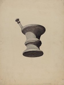 Mortar and Pestle Sign, c. 1939. Creator: Sydney Roberts.