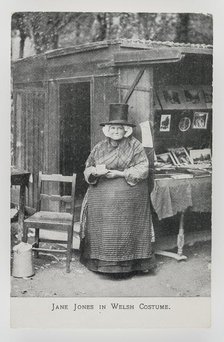 Jane Jones in Welsh Costume at her bookstall in Betws-y-coed, c1910. Creator: Unknown.