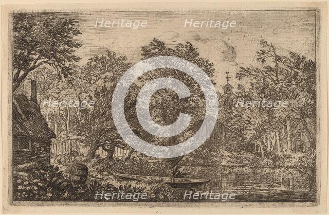 Skiff at a River Bank, probably c. 1645/1656. Creator: Allart van Everdingen.