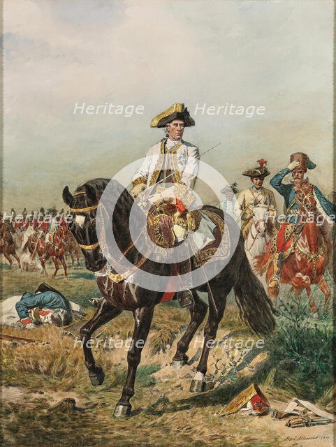 Gideon Ernst Freiherr von Loudon at Kunersdorf  , 1877. Creator: L'Allemand; Siegmund (1840-1910).