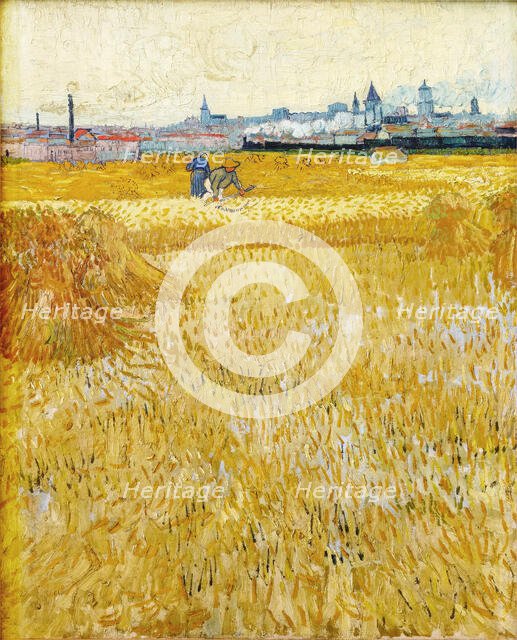 Arles: View from the Wheat Fields (The Harvesters), 1888. Creator: Gogh, Vincent, van (1853-1890).