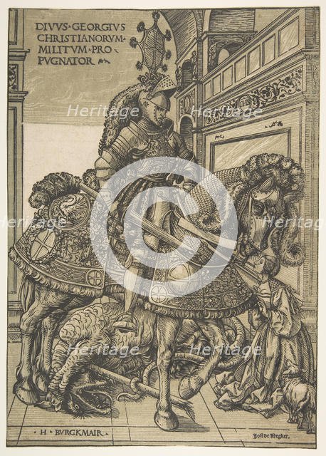 Saint George on Horseback, 1508/1518. Creator: Hans Burgkmair, the Elder.