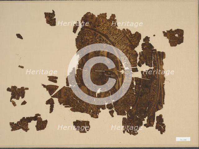 Silk fragment with falconer riding a bull, 1000s-1100s. Creator: Unknown.