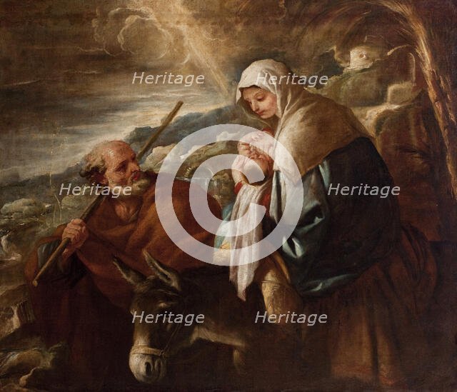 Flight into Egypt, between 1690 -1705. Creator: Luca Giordano.