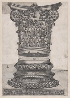 Speculum Romanae Magnificentiae: Decorated capital and base, ca. 1537., ca. 1537. Creator: Master GA.