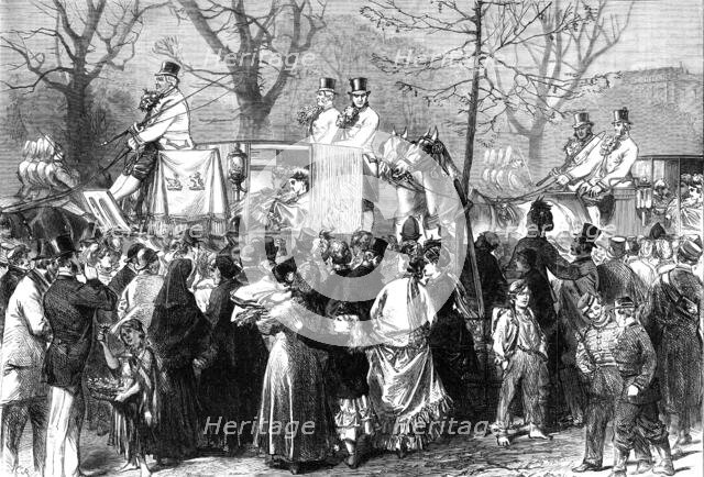 The Mall, St. James's Park, on a drawingroom day, 1870. Creator: C. R..