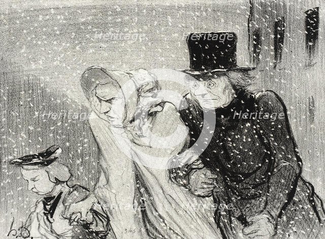 Tu m'embêtes, mon épouse!...v'là une heure..., 1843. Creator: Honore Daumier.