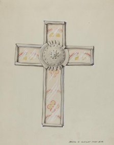 Tin & Wall Paper Cross, c. 1937. Creator: Majel G. Claflin.