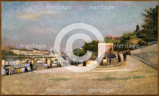 Pont des Arts and the Pont-Neuf, seen from the bank of the Pont des Saints-Peres, c1880. Creator: Edouard Cremieux.