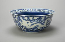 Bowl with Dragons, Peony Scrolls, and Band of Lingzhi..., Ming dynasty, Jiajing reign (1522-1566). Creator: Unknown.
