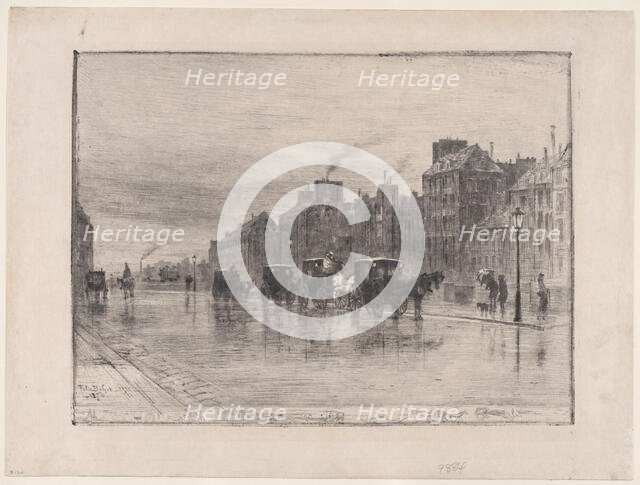 Winter Morning on the Quai de l'Hôtel Dieu, 1876. Creator: Felix Hilaire Buhot.