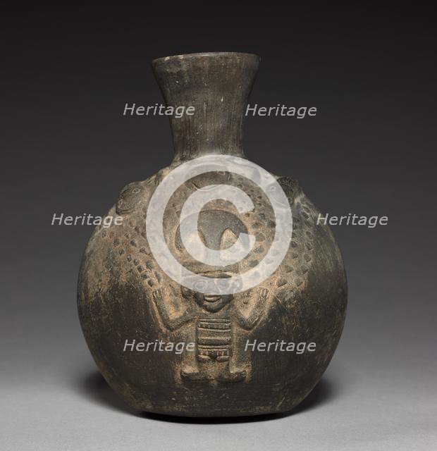 Bottle with Figure in Relief, 1200s-1400s. Creator: Unknown.