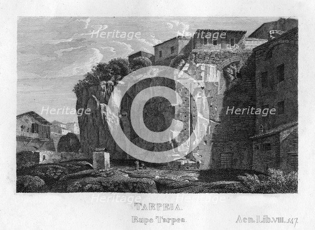 Tarpeian Rock, Rome, c1833. Artist: Unknown