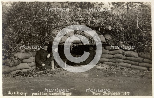 Artillery position camouflaging, Fort Sheridan, Illinois, USA, 1917. Artist: Unknown