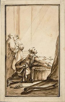King David Kneeling in Penitence, n.d. Creator: Louis-Joseph Le Lorrain.