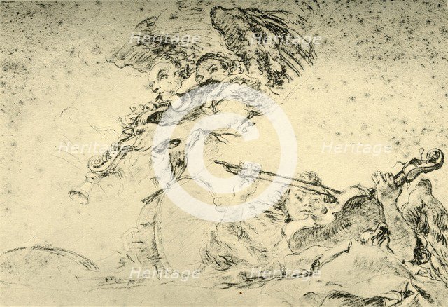 'Angels playing Musical Instruments', c1755, (1928). Artist: Giovanni Battista Tiepolo.