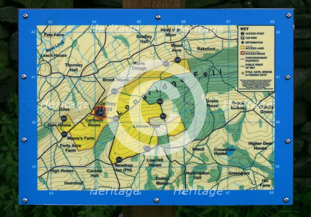 Map of Longridge Fell, Lancashire.