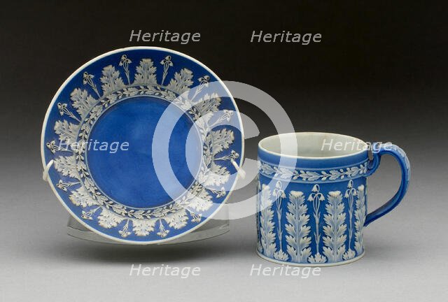 Coffee Can and Saucer, Burslem, c. 1790. Creator: Wedgwood.