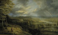 Landscape with rainbow, shepherds and sheep, 1648. Creator: Lucas van Uden.