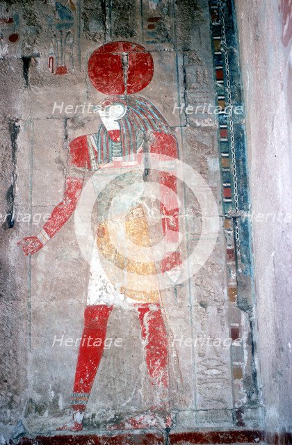 Wall painting of Horus (falcon-headed god), Temple of Queen Hatshepsut, c15thcentury BC. Artist: Unknown