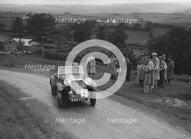 Singer B37 1.5 litre sports of Alf Langley competing in the South Wales Auto Club Welsh Rally, 1937 Artist: Bill Brunell.
