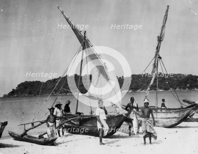Fishing boats, Trincomalee, Ceylon, 1945. Artist: Unknown