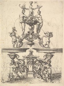 Design for a Fountain, Plate 119 from Dietterlin's Architectura, 1598. Creator: Wendel Dietterlin the Elder.