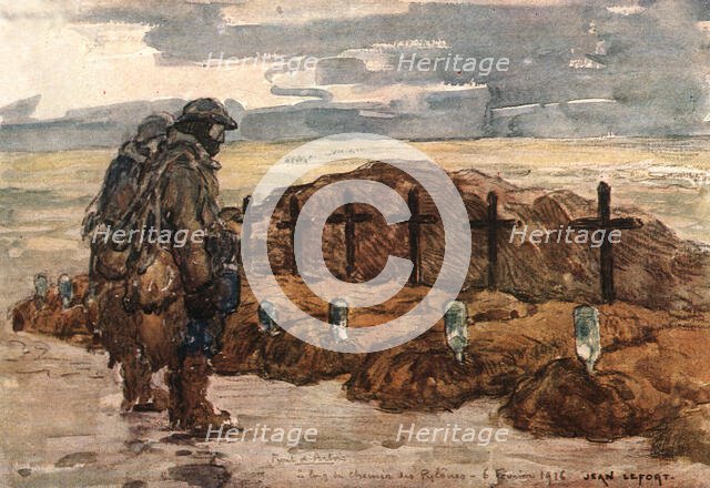 'Sur le front d'artois (fevrier 1916); Tombes des camarades. (Chaque bouteille contient...', 1916. Creator: Jean Lefort.