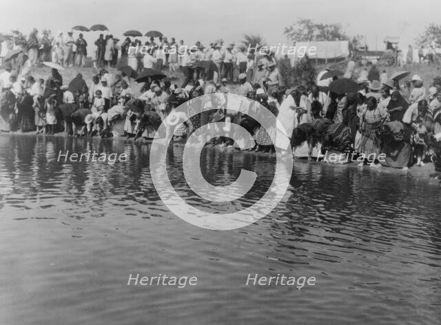 At the pool, animal dance-Cheyenne, c1927. Creator: Edward Sheriff Curtis.