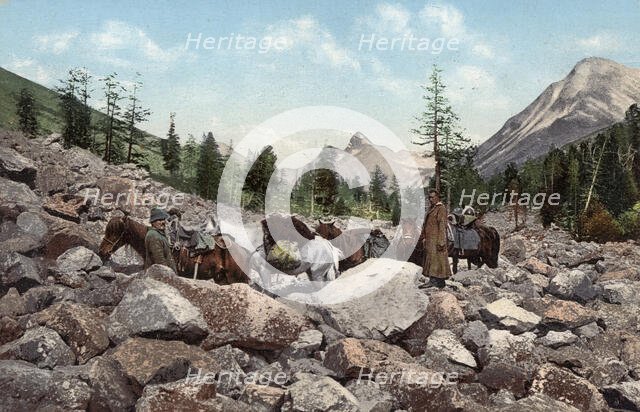 Path Along a Rock Field in the Valley of the Kuragan River, a Tributary of the Katun..., 1911-1913. Creator: Sergei Ivanovich Borisov.