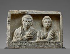 Funerary Relief with Busts of Popillius and Calpurnia, A.D. 1-20. Creator: Unknown.