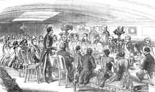 The King of Denmark dining on board the "Cygnus", 1854. Creator: T. H. Wilson.