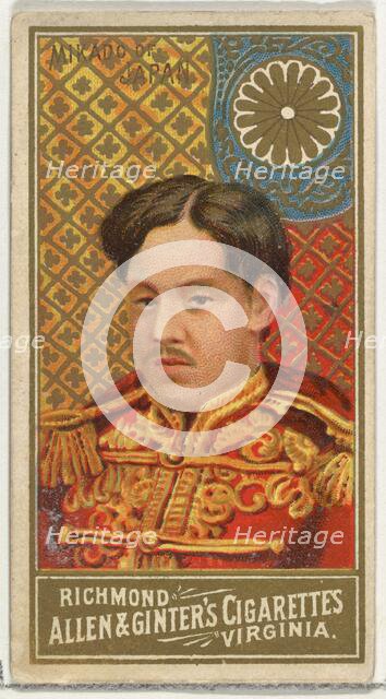 Mikado of Japan, from World's Sovereigns series (N34) for Allen & Ginter Cigarettes, 1889., 1889. Creator: Allen & Ginter.