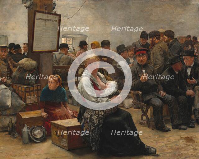 In the Land of Promise, Castle Garden, 1884. Creator: Charles Frederic Ulrich.