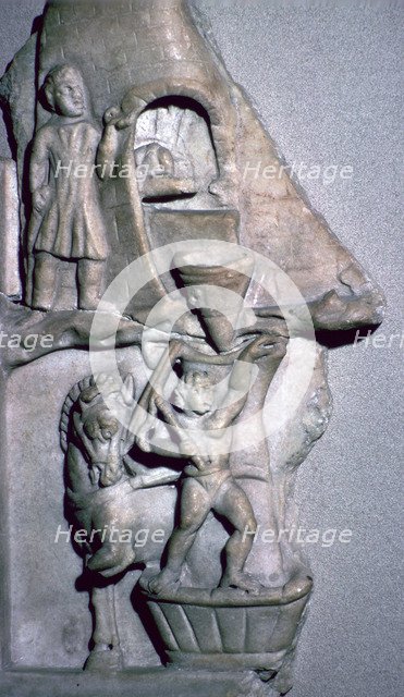 Roman marble relief of a baker's oven and corn mill. Artist: Unknown