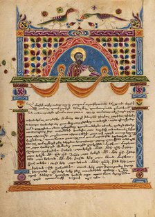 Decorated Text Page with half figure of Eusebius; Gospel Book, 1615. Creator: Mesrop of Khizan.