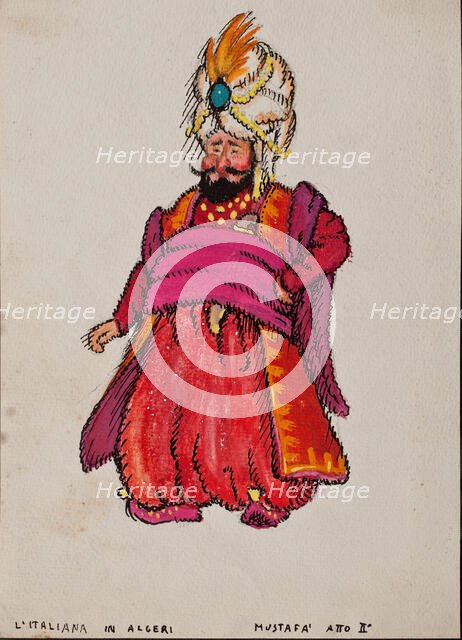Costume design for the opera L'italiana in Algeri (The Italian Girl in Algiers) by Gioachino...,1925 Creator: Chessa, Gigi (1898-1935).