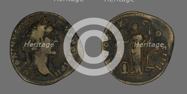 Sestertius (Coin) Portraying Emperor Antoninus Pius, 157-158. Creator: Unknown.