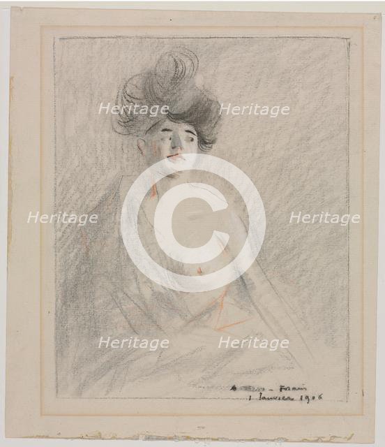 Courtesan (recto) Figure Sketches (verso), 1906. Creator: Jean Louis Forain (French, 1852-1931).