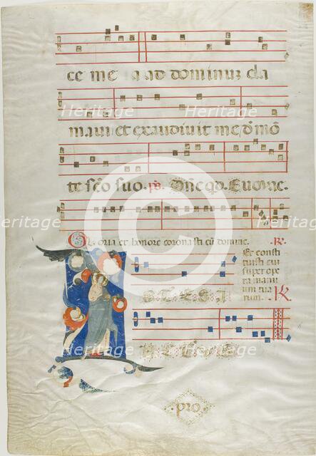 Nimbed Saint in a Historiated Initial "I" from an Antiphonary, 1310/15. Creator: Neri da Rimini.
