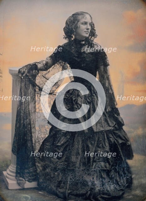 Woman in Black Taffeta Dress and Lace Shawl, ca. 1850. Creators: Josiah Johnson Hawes, Albert Sands Southworth.