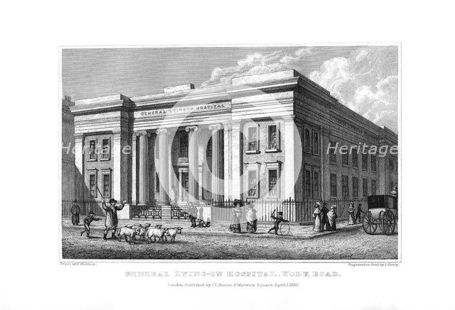 General Lying-in Hospital, York Road, Lambeth, London, 1830.Artist: J Shury