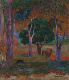 Landscape with a Pig and a Horse (Hiva Oa), 1903. Creator: Paul Gauguin.