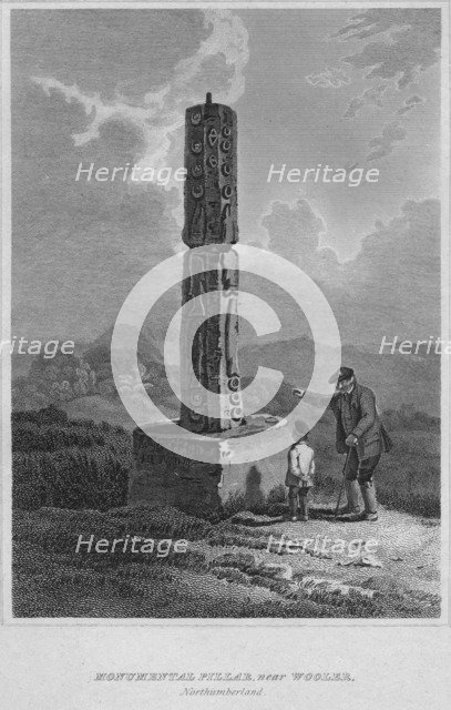 'Monumental Pillar, near Wooler, Northumberland', 1814. Artist: John Greig.