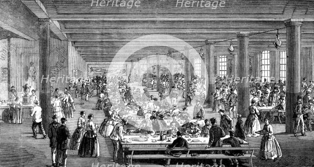 The Cotton Famine: working men's dining-hall, Gaythorn cooking-depot, Manchester, 1862. Creator: Unknown.