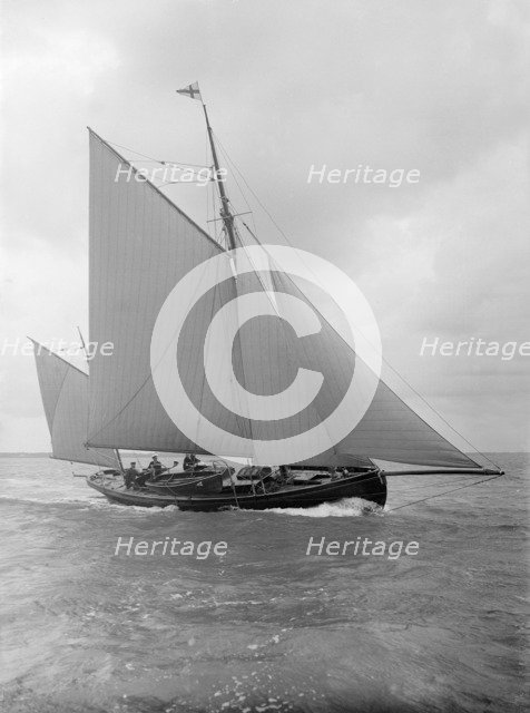 The yawl 'Moosk' under way, 1912. Creator: Kirk & Sons of Cowes.