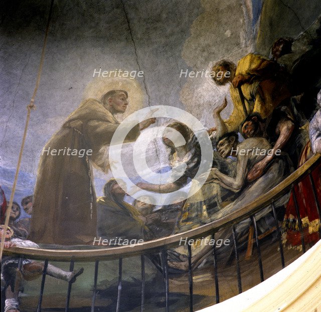 Detail of the mural on the ceiling of the Chapel of San Antonio de la Florida in Madrid.