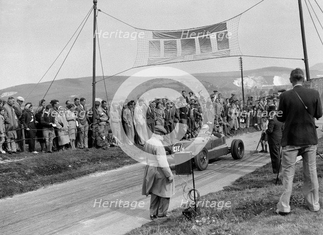 CK Mortimer's Alta with twin rear wheels on the start line at the Lewes Speed Trials, Sussex, 1938. Artist: Bill Brunell.